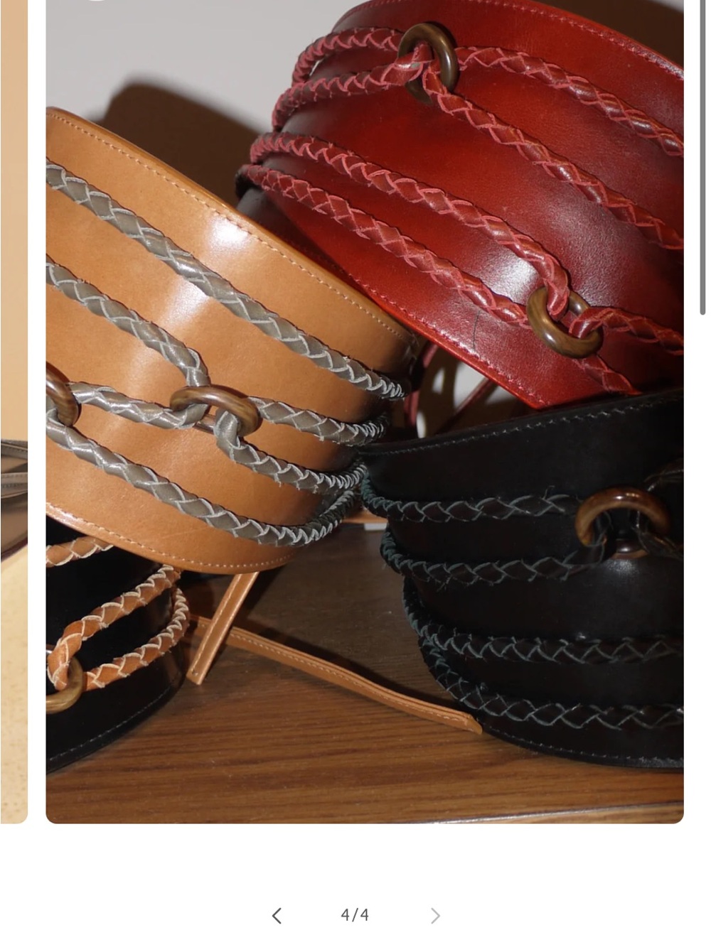 Women's Braided Leather Corset Belt - Burgundy